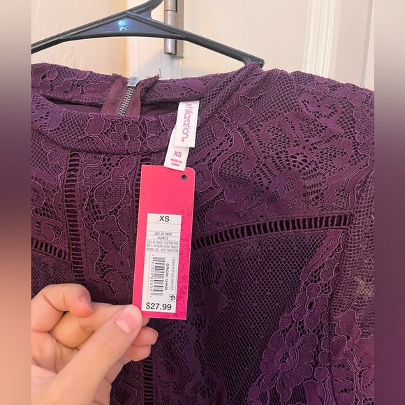 purple lace dress with side cut outs - Picture 3 of 6